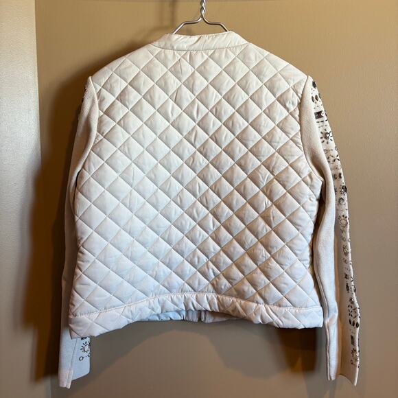 Zenergy By Chico’s Women’s Long Sleeve zip Up Quilted Jacket Size 1 In Ivory - Picture 4 of 4